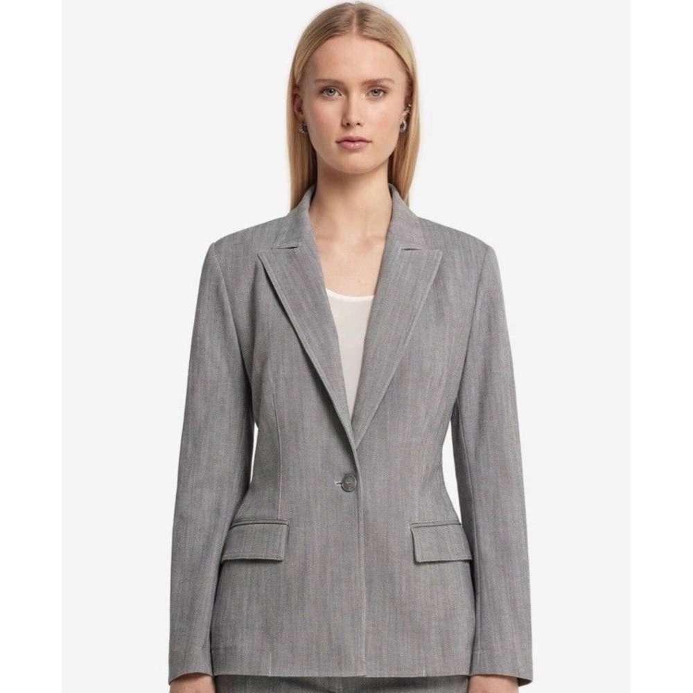Falconeri Women's Single‎ Breasted Cotton Blazer Gray Size Medium